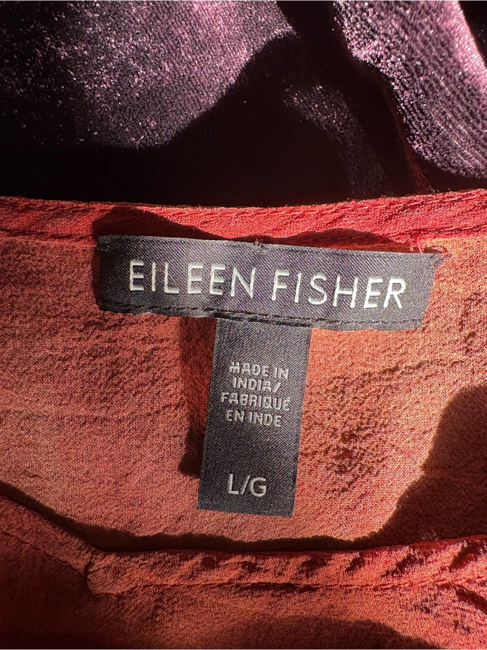 Eileen Fisher sheet Rust and Red blouse size L